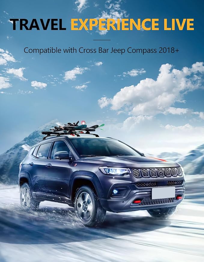 Tuyoung 300lbs All Aluminum Roof Racks Cross Bars Compatible with Jeep Compass 2018-2026, Lockable Heavy Duty Roof Rails Crossbars Rooftop Cargo Basket Carrier Bag Luggage Rails Kayak Canoe Snowboard