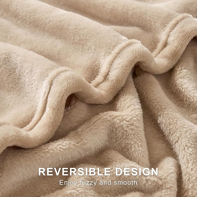 Hansleep Fleece Light Camel King Blanket, Super Soft Flannel Fuzzy Plush Cozy Blanket for All Seasons, Light Camel, King 90x108 Inches