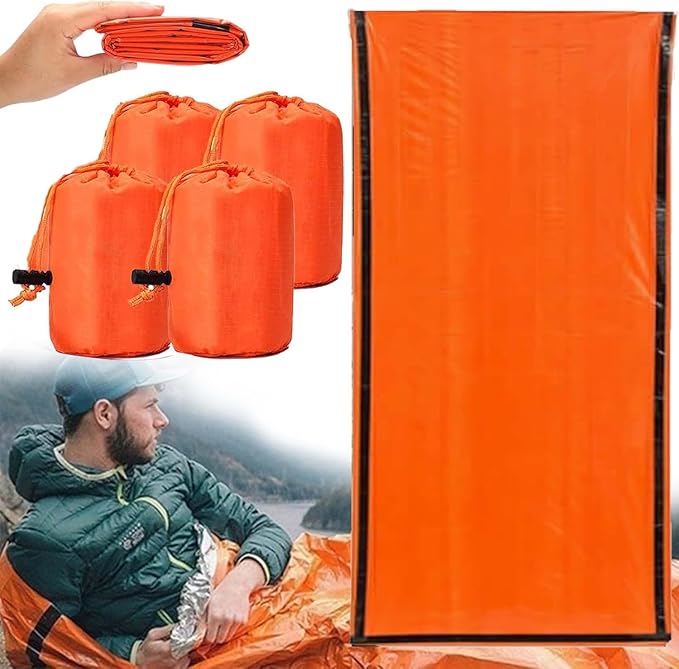 Emergency Sleeping Bag, 84"X36" Waterproof Survival Emergency Sleeping Bags for Survival, Pocket Size Survival Blanket, Thermal Bivy Sack for Outdoor Camping, Hiking