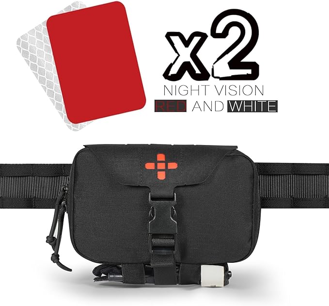 Ifak Pouch-Rapid Deployment Tactical MOLLE Trauma Kit Pouches, Quick Release Tear-Off Medical First Aid Kit Organiser with Red Immediate Identify for Emergency Surviva.