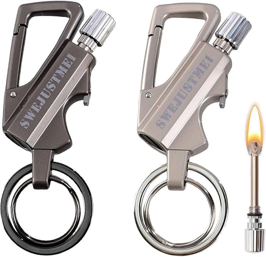 2Pcs Permanent Match Infinity Lighter with Multitool Keychain Bottle Opener