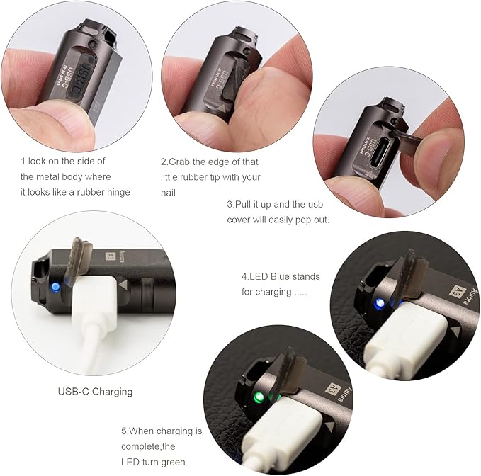 RovyVon A3 Gen 4 Mini Keychain Flashlight- Super Bright 650 Lumens, USB C Rechargeable EDC Flashlight Water-Resistant, Compact and Portable for Everyday Carry, Hiking, Emergency (Gun Grey)