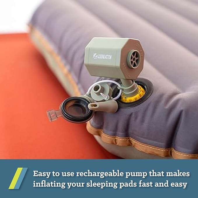KLYMIT Tempest USB Pump | Portable Air Pump for Inflatable Air Mattresses & Sleeping Pads, Long Battery Life & Easy to Carry Size, Rechargeable, Perfect for Camping Trips