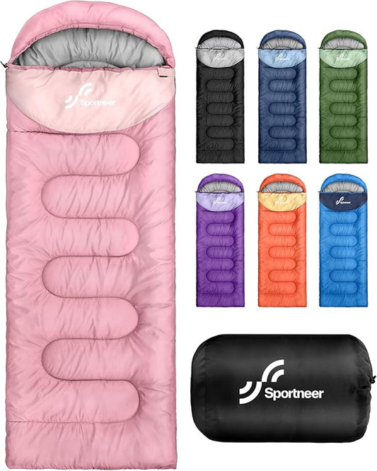Sportneer Sleeping Bag for Adults & Kids, Cold Weather & Warm Waterproof Camping Sleeping Bag, Compact Portable for Camping Hiking & Travel