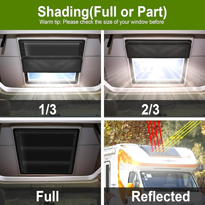 RV Door Window Shade Cover 25" (L) x 16" (W), Foldable Hook&Loop Design, RV Blackout Window Cover with UV Protection, Waterproof Fabric, Reflective (1 Pack (16 ¼"L x 16 ¼"W))