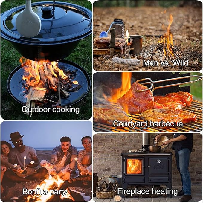 Bushcraft Fire Starter Kits. Ferrocerium Rod, Multi Tool Fire Striker, Waterproof Waxed Jute Rope Tinder, Survival Paracord, Emergency Whistle, Burlap Bag