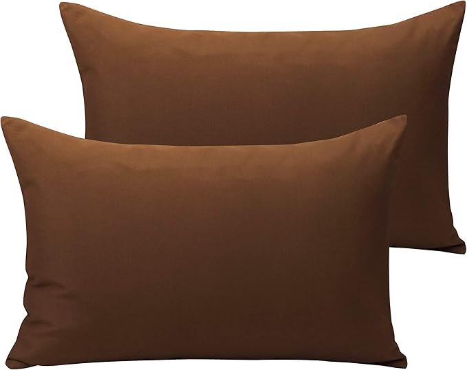 NTBAY Microfiber Toddler Pillowcases with Envelope Closure, 2 Pack 100% Brushed Microfiber Super Soft Travel Kids Nursery Pillow Cases, 14"x20" Fits Pillows Sized 12"x16" 13"x18" 14"x19", Brown