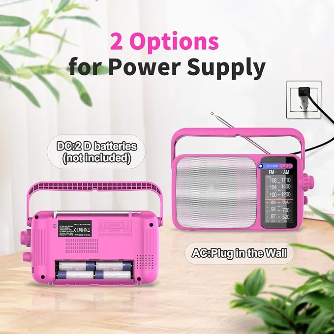 YOWGULF AM FM Radio with Best Reception,Bluetooth Portable AM FM Transistor,Battery Operated Radio or AC Power,Large Dial,Headphone Jack, Gifts for Seniors Elderly