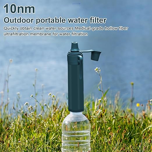 Upgrade Set of 5,Personal Water Filter Straw for Hiking, Camping, Travel,Water Straws to purify Water,Emergency Water Straw (Navy Blue)