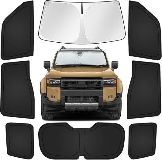 Car Window Shades for Toyota Land Cruiser Prado 250 2024-2025, 8pcs Full Coverage Window Covers Sunshades for Front, Side and Rear Windows, Privacy Window Shade Keep Vehicle Cool for Camping Napping