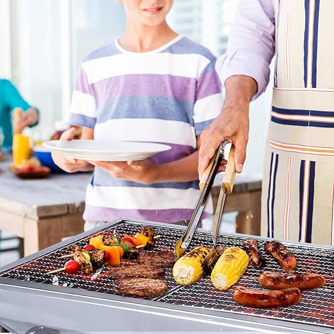 Barbecue Charcoal Grill Stainless Steel Folding Portable BBQ Tool Kits for Outdoor Cooking Camping Hiking Picnics Tailgating Backpacking or Any Outdoor Event (Large)