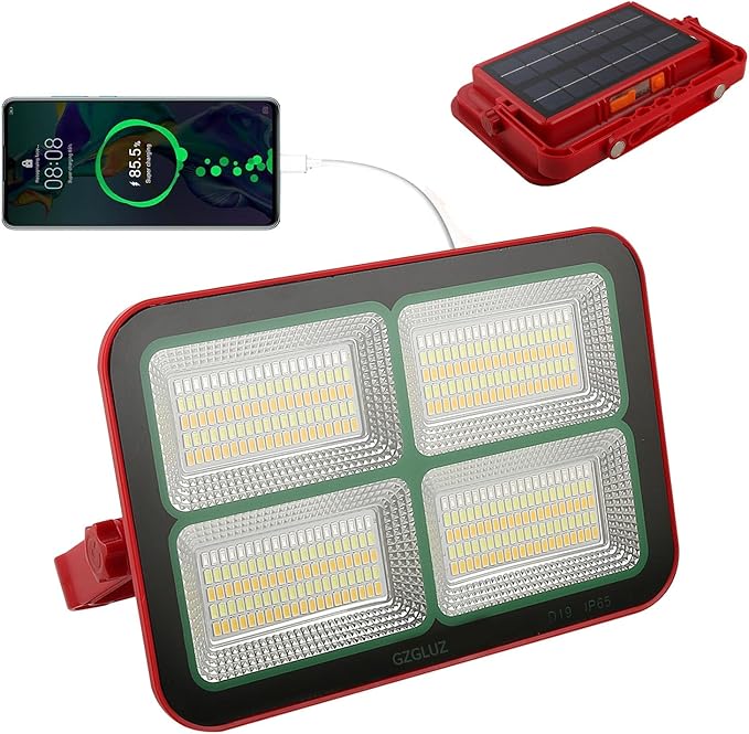 Solar Portable Rechargeable Work Light,16500mAh 200W Magnetic Flood Battery Work Light 15000LM Outdoor 400LED Camping Lights IP69 Ultra Waterproof for Job Site Repair,Camping, Hiking, Emergency