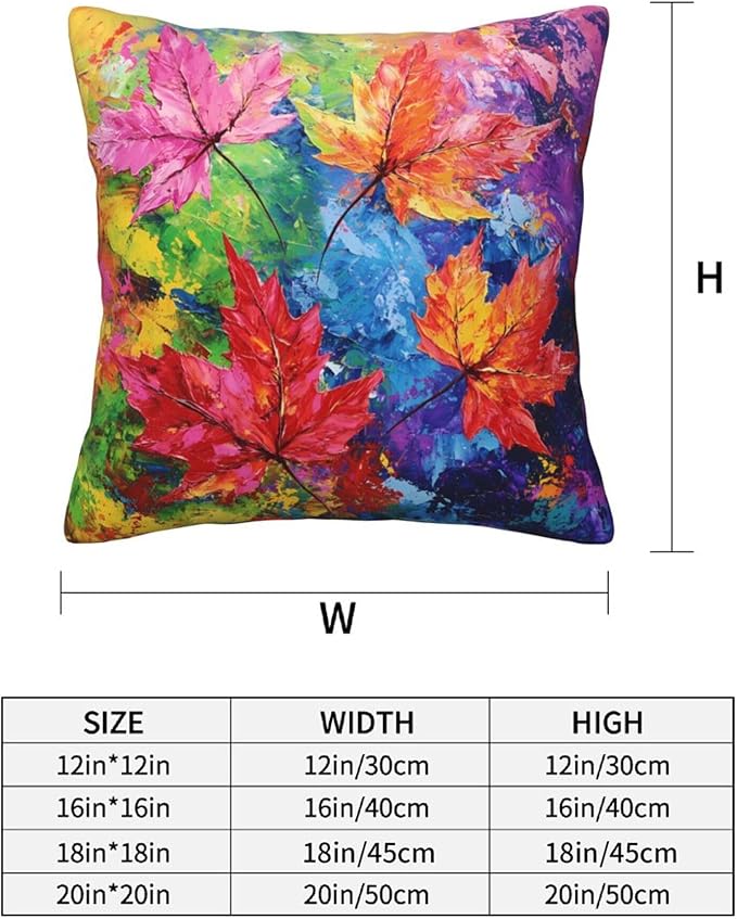 Colorful Maple Leaf Throw Pillow Covers 18x18 inch Set of 2 Autumn Pillow Case Cushion Cover for Home Sofa Couch Living Room Car Decor