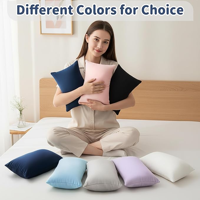 Pro Goleem Small Pillow 11"x7"x2.5" for Travel and Camping with Name Tag Mini Tiny Pillow for Room Couch Sofa Chair and Outdoor Car Air Nap Neck Lumbar Knee Rest Pillows, Navy Blue