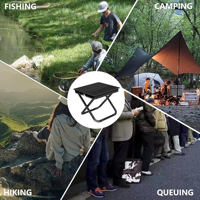 2-in-1 Collapsible Camping Stool & Sling Bag / 220LB Load Capacity Folding Portable Fishing Stool/Collapsible Stool for Camping, Hiking, Fishing, Gardening & Beach Outdoor Activities