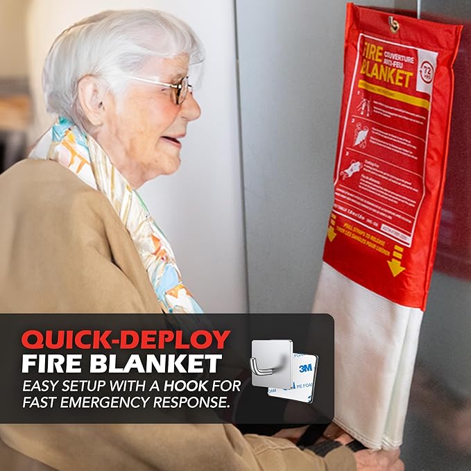 72 HRS Emergency Fire Blanket 40"×40" – Fire Safety Tool for Home, Kitchen, Camping, Survival | Fire Extinguisher Alternative for Grill, Welding, Fire Pit