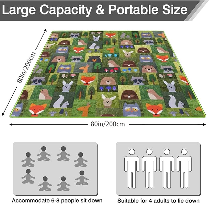 Supfitness Extra Large Picnic Blankets Waterproof Foldable (80 "x 80") Beach Blanket Waterproof Sandproof,3-Layer Thicking Mat Outdoor Packable Camping Blanket