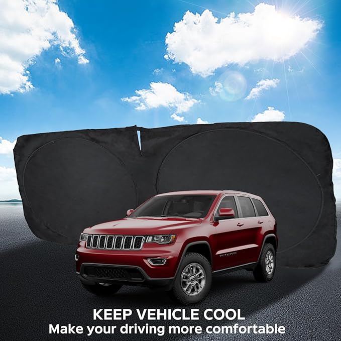 Windshield Sun Shade for 2025 Cherokee Car Windshield Cover, Custom Fit for Jeep Cherokee 2014-2023 2024 2025 Ultimate Sun Protection Foldable Visor Sunshade Protector Shield Accessory