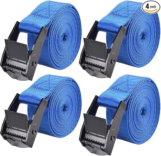 4PCS Tie Down Straps with Adjustable Buckles, 59"x1" Heavy Duty Cam Buckle Lashing Straps for Cargo, Trucks, Luggage, Trailer, Motorcycle (Dark Blue)