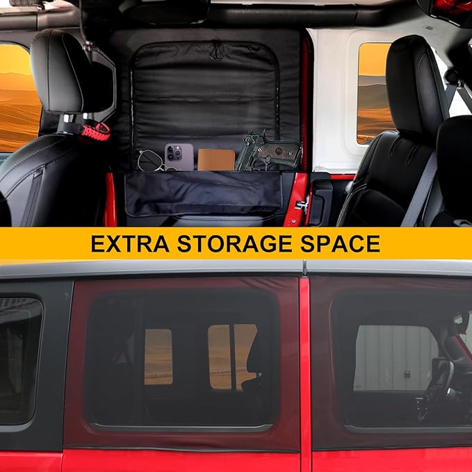 BESTAOO Rear Car Window Shades, 2 PCS Sun Shade for Jeep Side Windows, Side Window Screen Curtains Cover for Camping Compatible with 2007-2025 Jeep Wrangler JK JL & Gladiator JT