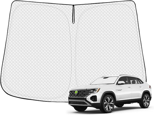 Canvcle Windshield Sun Shade for 2018-2025 Volkswagen/VW Atlas Cross Sport Accessories Thicken 6-Layer Front Window Sunshade Cover Sun Visor Protector Foldable Block UV Rays Keep Vehicle Cool