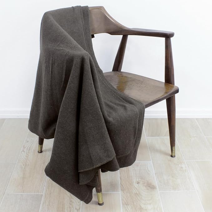 MediTac Grey Warm Wool Fire Retardant Blanket, 62" x 80" (52% Wool) - US Military Style