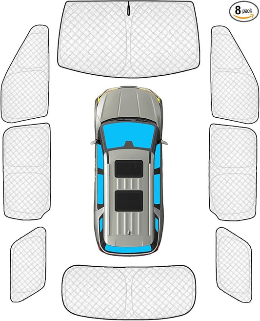 KMF 8pcs Thicken Sun Shades for Kia Carnival 2022-2025 2026 Accessories, Full Car Window Covers Sunshade for Windshield Side Rear, UV Block and Privacy Blackout for Car Camping Outdoor