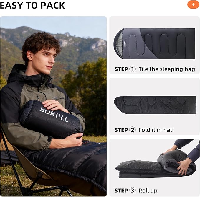 Sleeping Bags for Adults Cold Warm Weather,Backpacking Compact Lightweight Camping Sleeping Bag with Compression Sack for Kids,Camping Essentials Gear for Hiking,Travel,Climb,Outdoor, Indoor