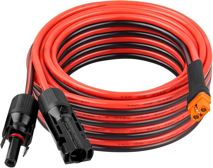 10AWG 20FT Solar to XT60i Extension Cable 3 6 10 35 50 75 100FT Heavy Duty Adapter Cable Connector XT60i Wire for Portable Power Station, Solar Panel, RV, Battery, Renewable Energy Applications