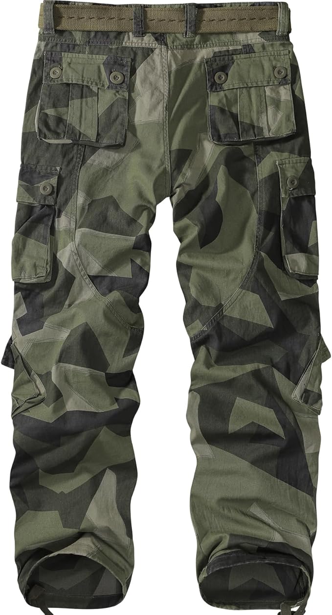 Men's BDU Casual Military Pants, Tactical Wild Army Combat ACU Rip Stop Camo Cargo Work Pants Trousers with 8 Pockets