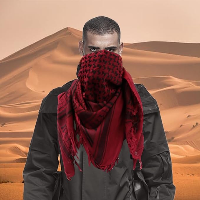 Ever Fairy Military Shemagh Tactical Desert Scarf Cotton Arab Keffiyeh Tactical Scarf Head Neck Face Wrap for Men Women