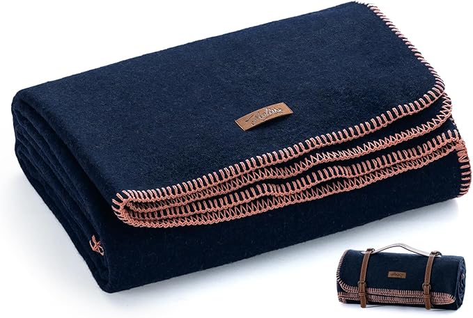 Molithe 100% Wool Blanket, 62" x 86", Warm, Thick, Washable, Military Wool Blanket, Great for Camping, Outdoors, Sporting Events, Survival Kits