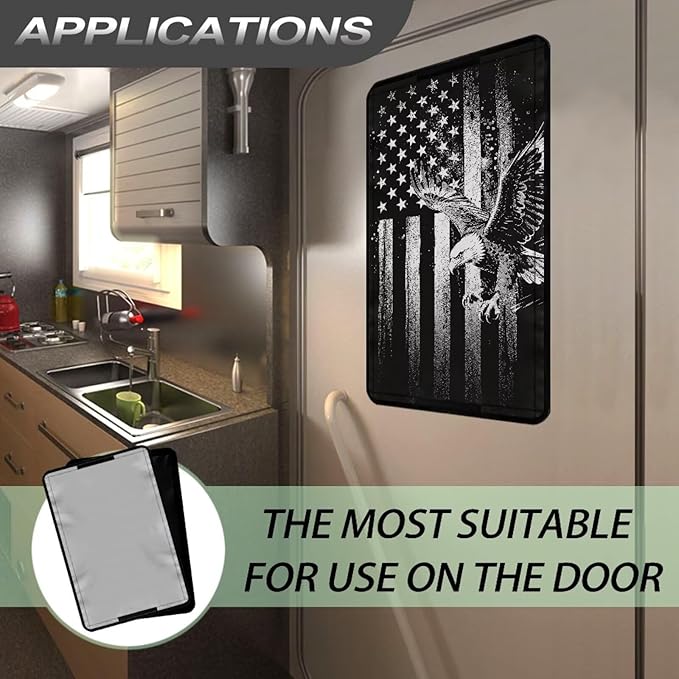 American Flag Eagle Pattern Rv Door Window Shade Cover Privacy Screen Door Curtains for Rv Door Window, Camper Window Shades for Travel Trailer Motor Home