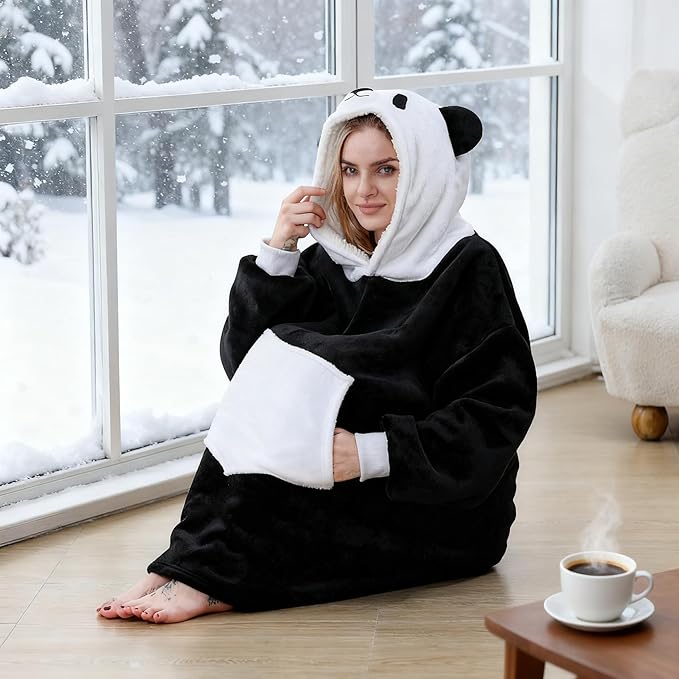 Oversized Hoodie Blanket, Wearable Blanket sweatshirt, Ultra Soft Sherpa Fleece Comfy Snuggle Hoodie