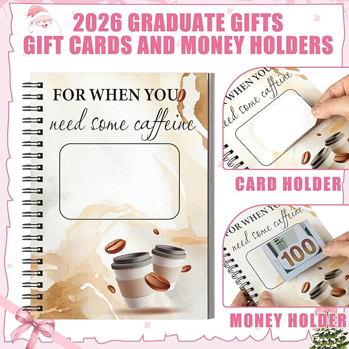 Zhanmai College Gift Card Book 7 x 5 Inch Graduation Gift Card Book 2026 College Survival Booklet Organizer Leaving Home High University School Birthday Care Package Cash Holder(Pink Bow)
