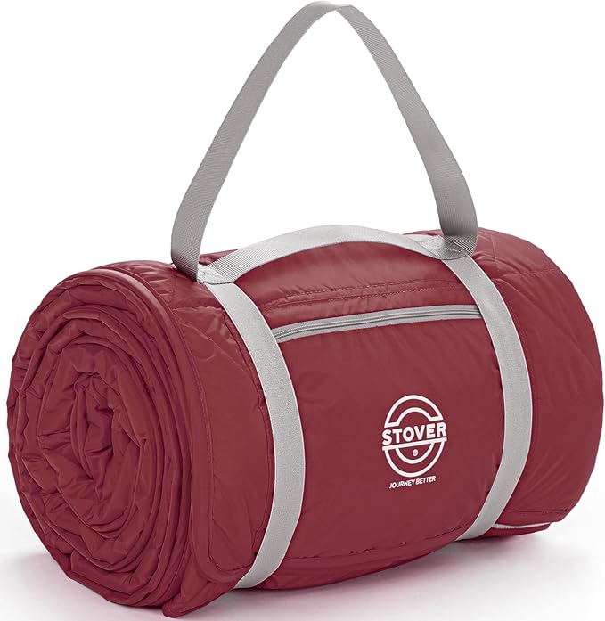 STOVER Large Waterproof Outdoor Stadium Blanket- Extra Thick Soft Fleece Camping Blanket for Travel, Picnics, Sports, 79"x55", Warm, Windproof, Sand-Proof, Lightweight, Packable (Game Day Crimson)