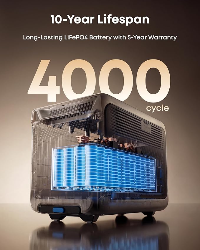 Anker SOLIX F3000 Portable Power Station with 2×400 Solar Panel, 3,072Wh, 6,000W Recharging, Solar Generators for Home Use, For Power Outages, Camping, RVs, Emergencies