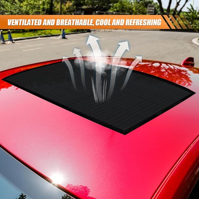 YoRise Magnetic Car Sunroof Sun Shade Breathable Mesh, Auto Moonroof UV Rays & Bug Protection Screen, Quick Install Vehicle Roof Window Shield Cover Accessories for Camping, Parking (Black)