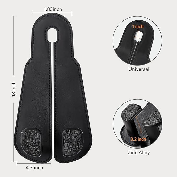 CoBak Extra Wide Car Seat Back Hooks, Premium Stitched Leather Headrest Hangers with Wide Slot Structure, Universal for Any-Width Purses, Handbags, Bags (2 Pack),Black