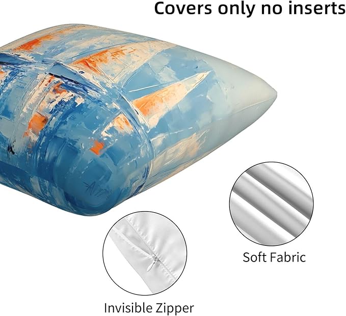 Sky Blue Nautical Art Throw Pillow Covers 18x18 inch Set of 2 Pillow Case Cushion Cover for Home Sofa Couch Living Room Car Decor