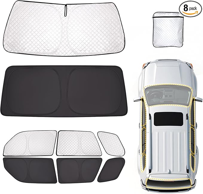 ZATOTOO Car Window Shades Toyota 4Runner 2017-2024 Custom Sun Shades Full Set Front Side Rear Triangle Window Covers Total Blackout Privacy UV Protection Heat Blocking for Camping Napping Long Parking