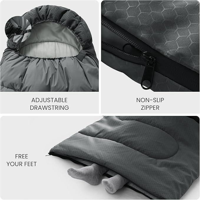 Sleeping Bags for Adults & Kids Lightweight Waterproof 3-4 Season Warm with Inflatable Pillow–Compact Portable Sleeping Bag for Cold Weather Camping, Hiking, Travel, Indoor/Outdoor Use