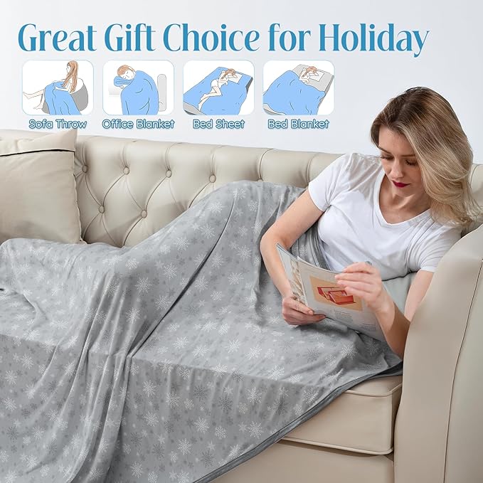 OIGAE Cooling Blanket for Hot Sleepers - Soft & Lightweight Summer Cold Blanket for Night Sweats | Perfect for Bed, Couch, Sofa (Light Grey, Oversized King 96" x 120")