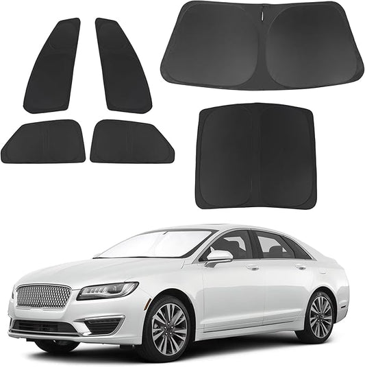 6PCS Windshield Sun Shade Custom Fit for 2013-2020 Lincoln MKZ Accessories Foldable Sunshade Side Rear Window Shade Cover Full Set Privacy Protection Keeps Car Cool