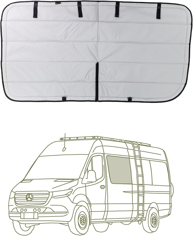 VanEssential Insulated Magnetic Blackout Window Cover Designed for Mercedes-Benz NCV3 & VS30 Crew Window with Bare Metal Window Frame ONLY (Van Years 2007 to Current Model) - Cool Gray