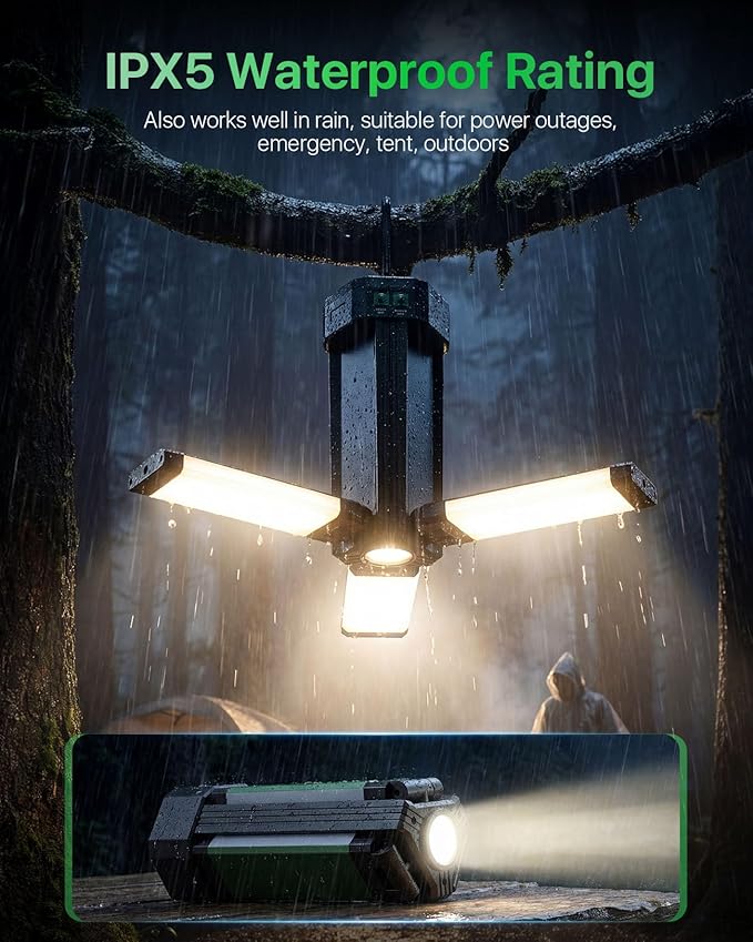 Camping Lantern, 10400mAh Rechargeable Work Light 2200LM with Magnetic Base & Power Bank, Portable Flashlight Emergency for Car Repair, Camping, Tent, Power Outage(Stand Not Incl)
