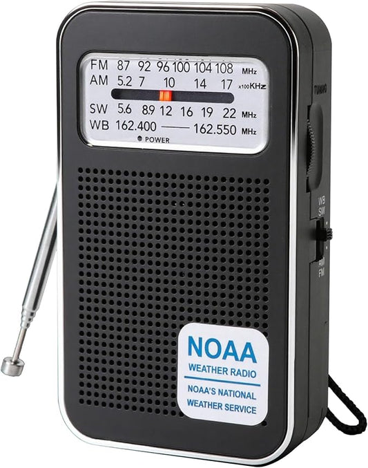 4 Bands AM FM SW NOAA Weather Radio, Portable Pocket Radio with Earphone Jack & Speaker, Rechargeable & Battery Powered, Compact Emergency Radio for Hurricane Home Outdoor Walking