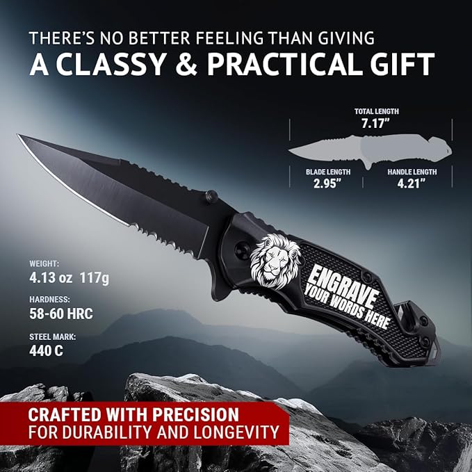 GOOD WORKER Legal Pocket Knife with 2.95” Serrated Blade, Glass Breaker, Seat Belt Cutter - EDC Sharp Folding Knives with Portable Clip - Small Tool for Tactical Camping Survival Hiking - Gifts for Men, Women