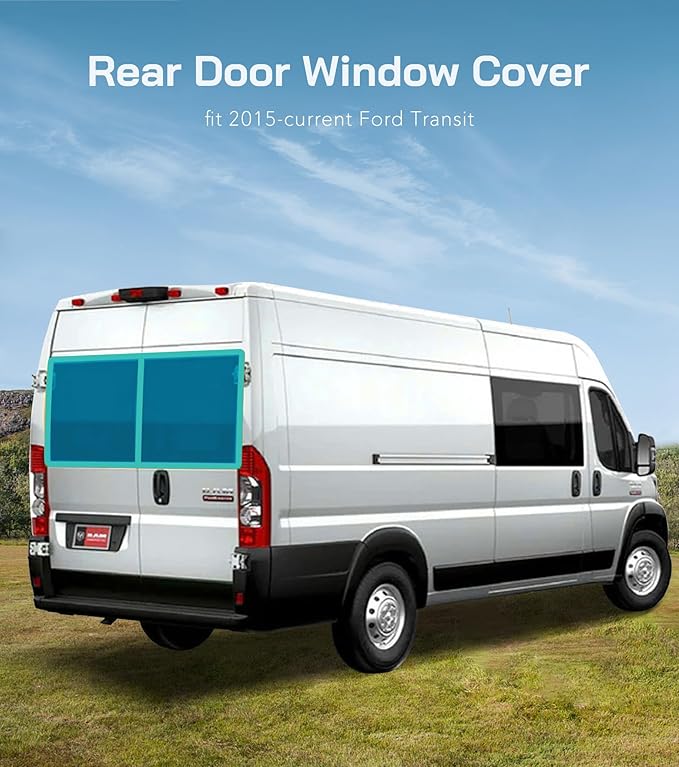 Extra-Thick Rear Door Window Covers(Pair) for Ford Transit Medium/High Roof Van,2015-2026,Cold Weather Essentials,Magnetic Direct Fit, AllSeasonGuard Pro