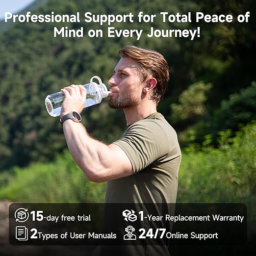 Nawaza Portable Electric Water Filter - 0.01 Micron Outdoor Camping Water Purifier for Hiking, Camping Water Filtration System Survival,Travel and Emergency (Grey)